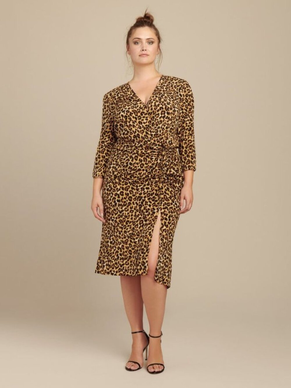 Veronica Beard Arielle Leopard Print Silk Midi Dress Size 22 Ruched Wrap Dress